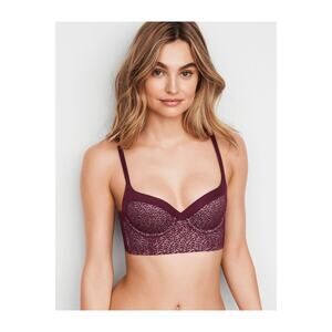 VICTORIA’S SECRET Maroon Lace Lined Demi Bra Size 34B